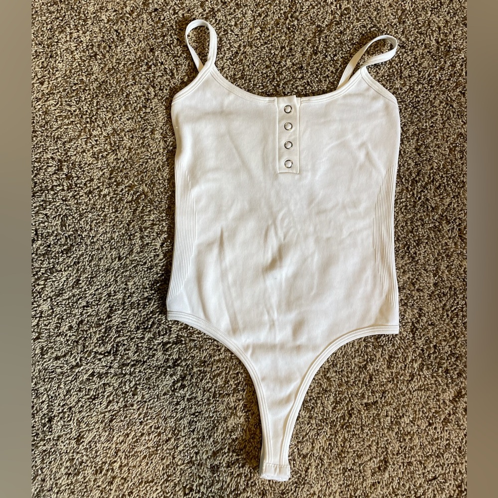 Ribbed white bodysuit